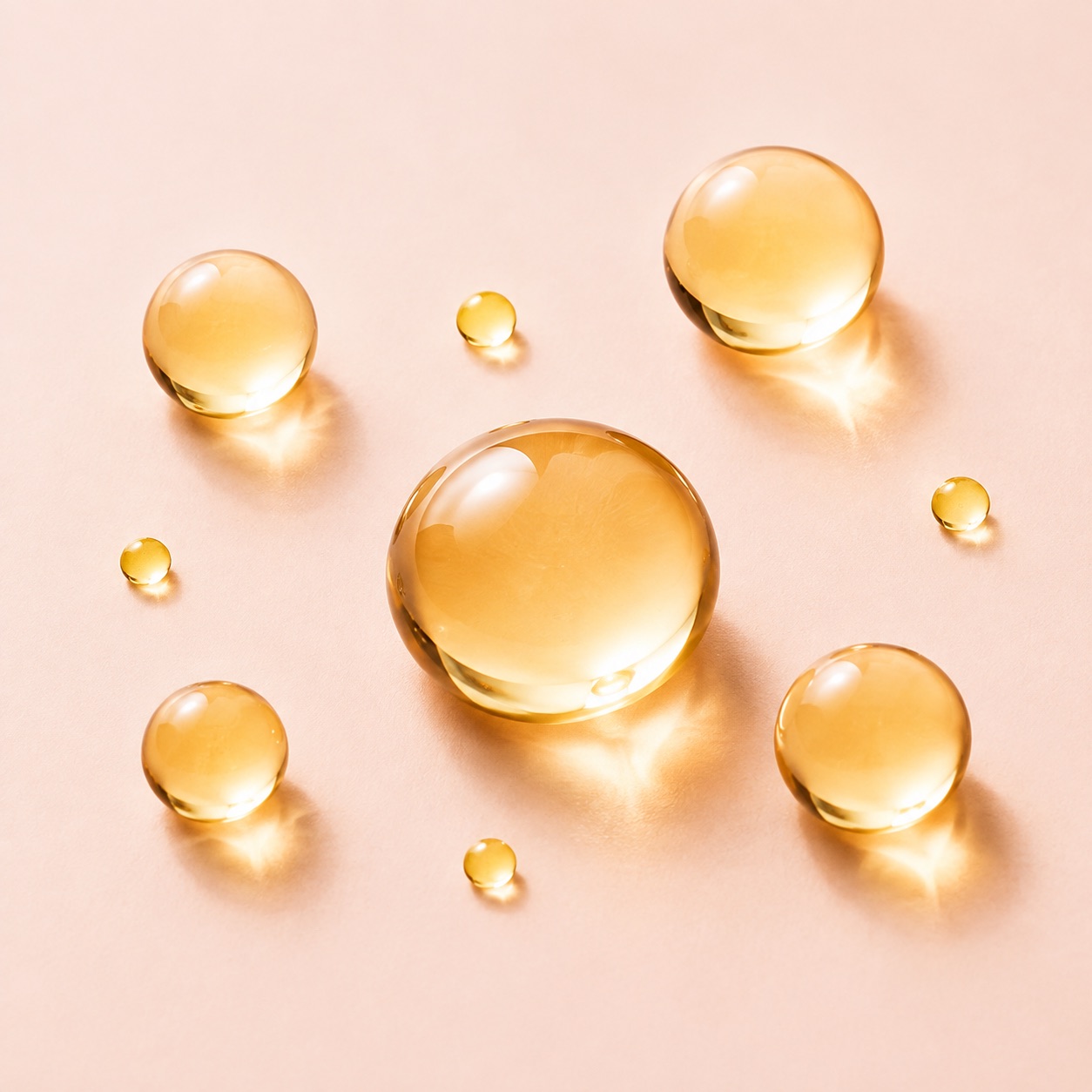 Golden tocopherol droplets