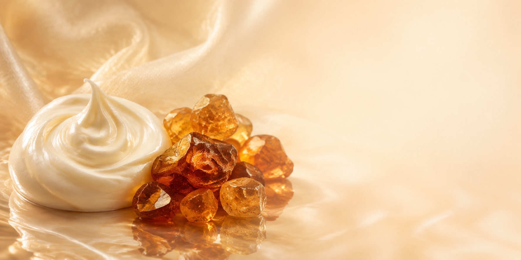 Cream and amber resin