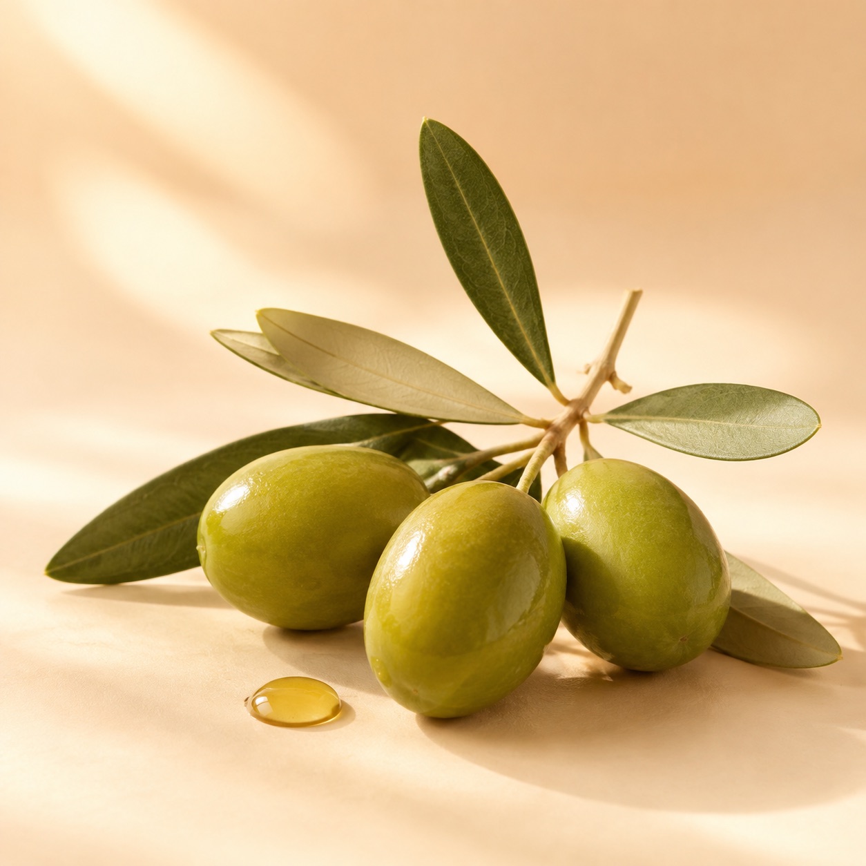 Green olives on a branch